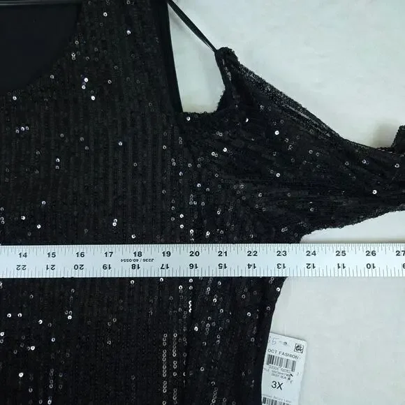JM Collection Sequin Cold Shoulder Womens Top 3XL 0666 - Picture 6 of 9